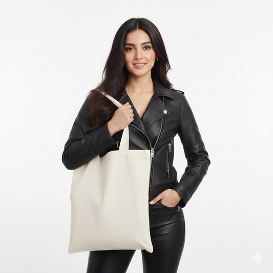 Cotton Tote Bag – Beige | 38 × 40 cm | 140 GSM | Pack of 12