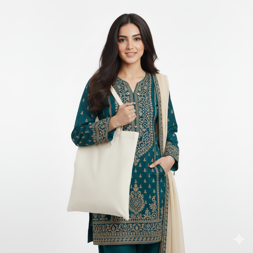 Cotton Tote Bag – Beige | 38 × 40 cm | 100 GSM | Pack of 12