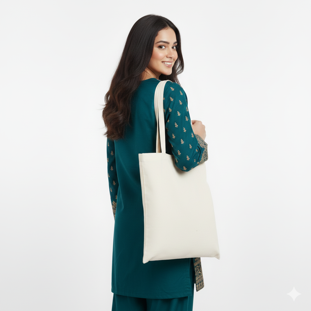 Cotton Tote Bag – Beige | 38 × 40 cm | 100 GSM | Pack of 12