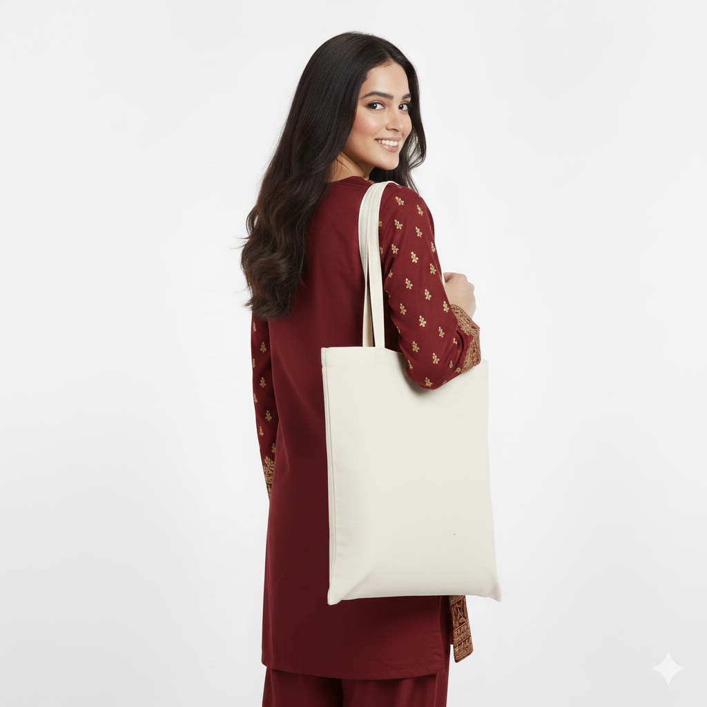 Cotton Tote Bag – Beige | 38 × 40 cm | 300 GSM | Pack of 12